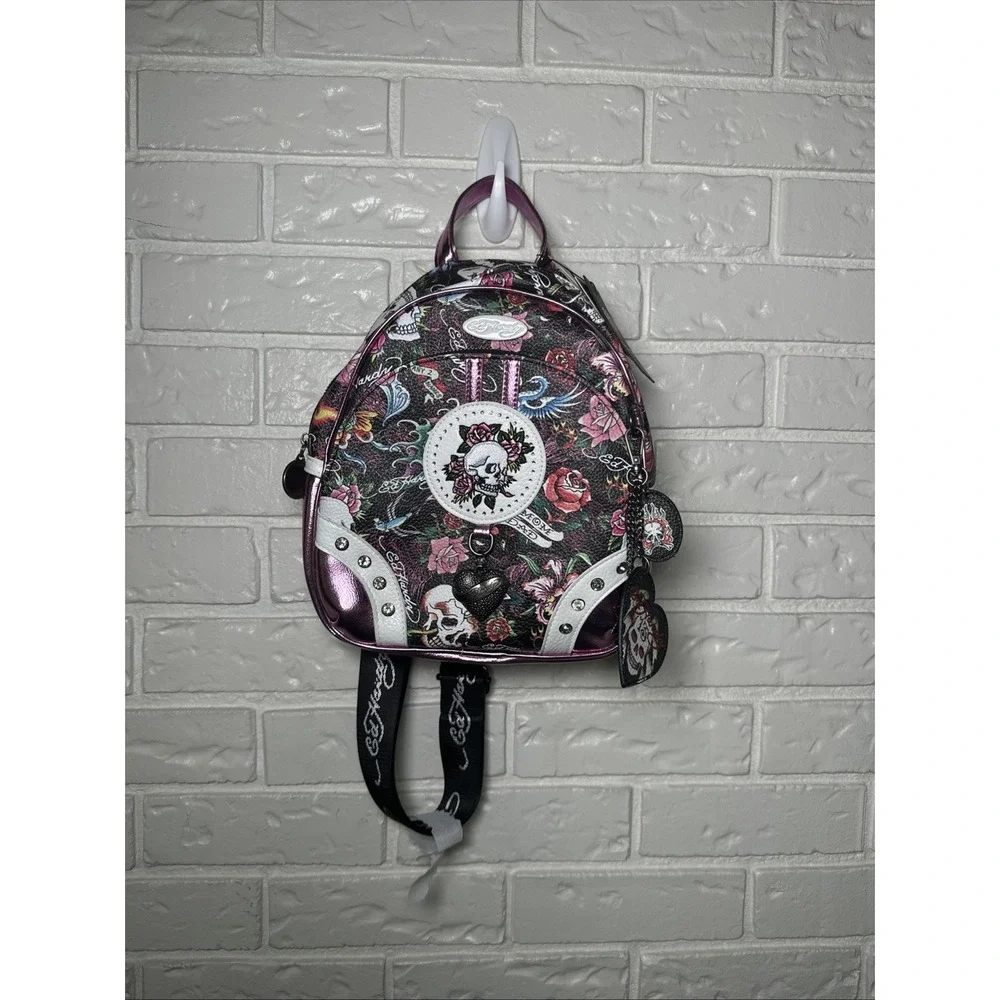 Ed Hardy, Hardy Icon-Skull Gem Collection. Multicolor Floral Print NWT